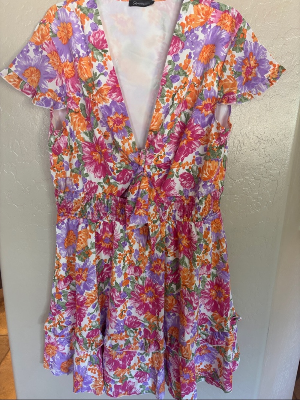 Floral Tie-Front Summer Dress - Pink, Orange, Purple